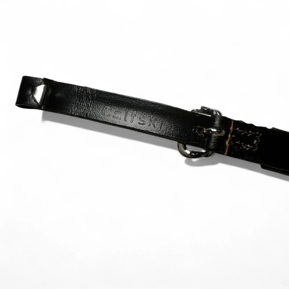 VTG NOS T&C Women 5/16 Watch Strap Band Black Calfskin Leather Silver USA 6 1/2